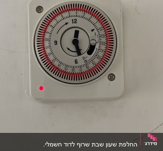שעון טיימר לבן עם מחוגים על קיר